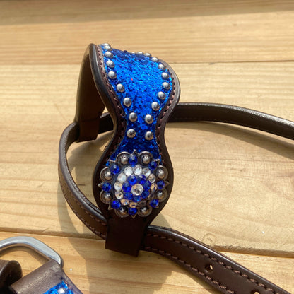 Royal Blue Glitter Alligator Western Horse Tack Set