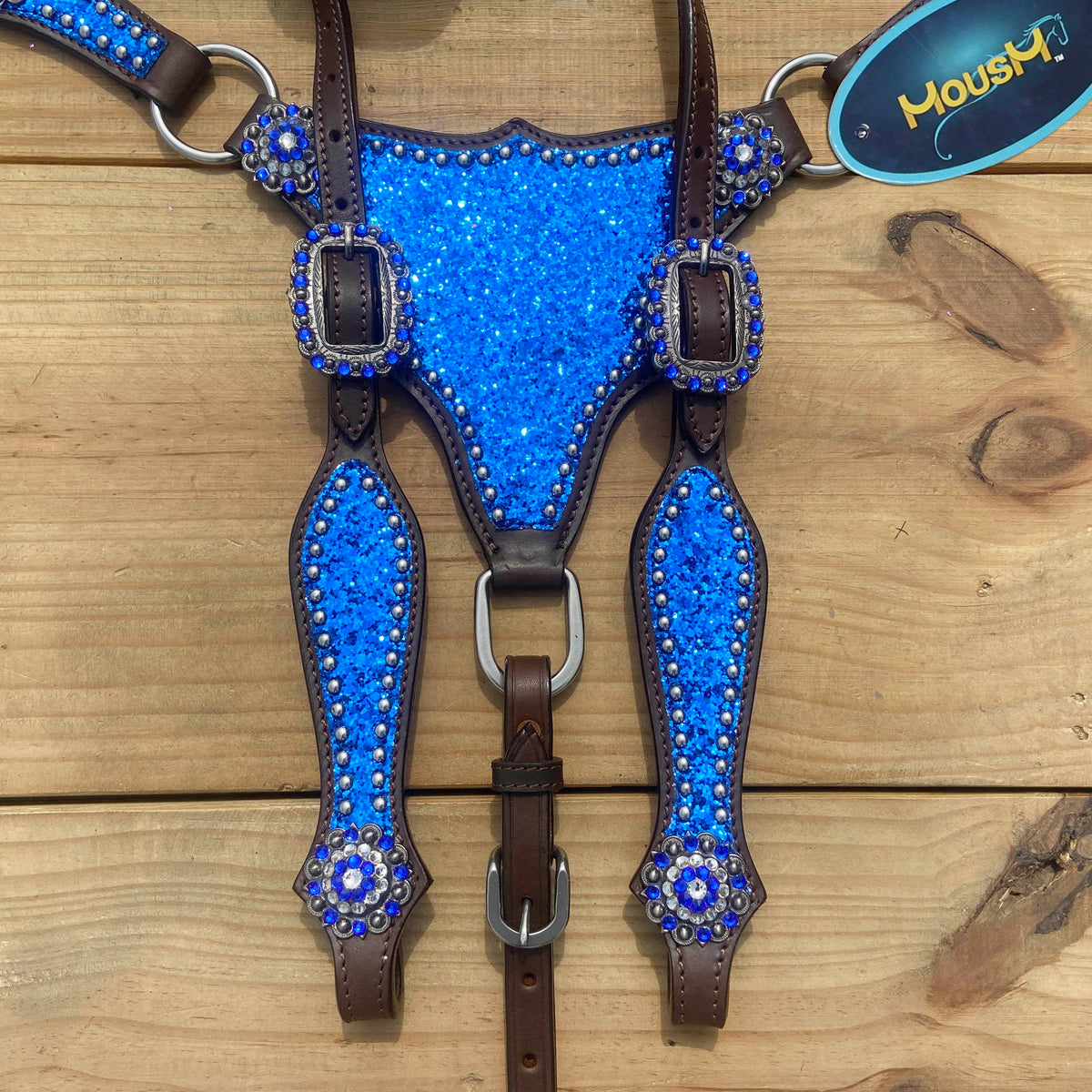 Royal Blue Glitter Alligator Western Horse Tack Set