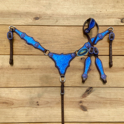 Royal Blue Glitter Alligator Western Horse Tack Set