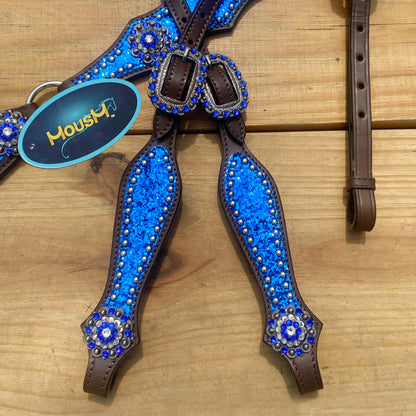 Royal Blue Glitter Alligator Western Horse Tack Set
