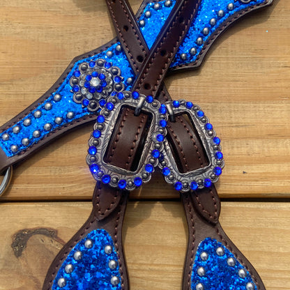 Royal Blue Glitter Alligator Western Horse Tack Set