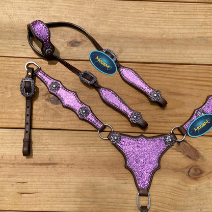 Light Purple Glitter Headstall and Breast Collar Tack Set