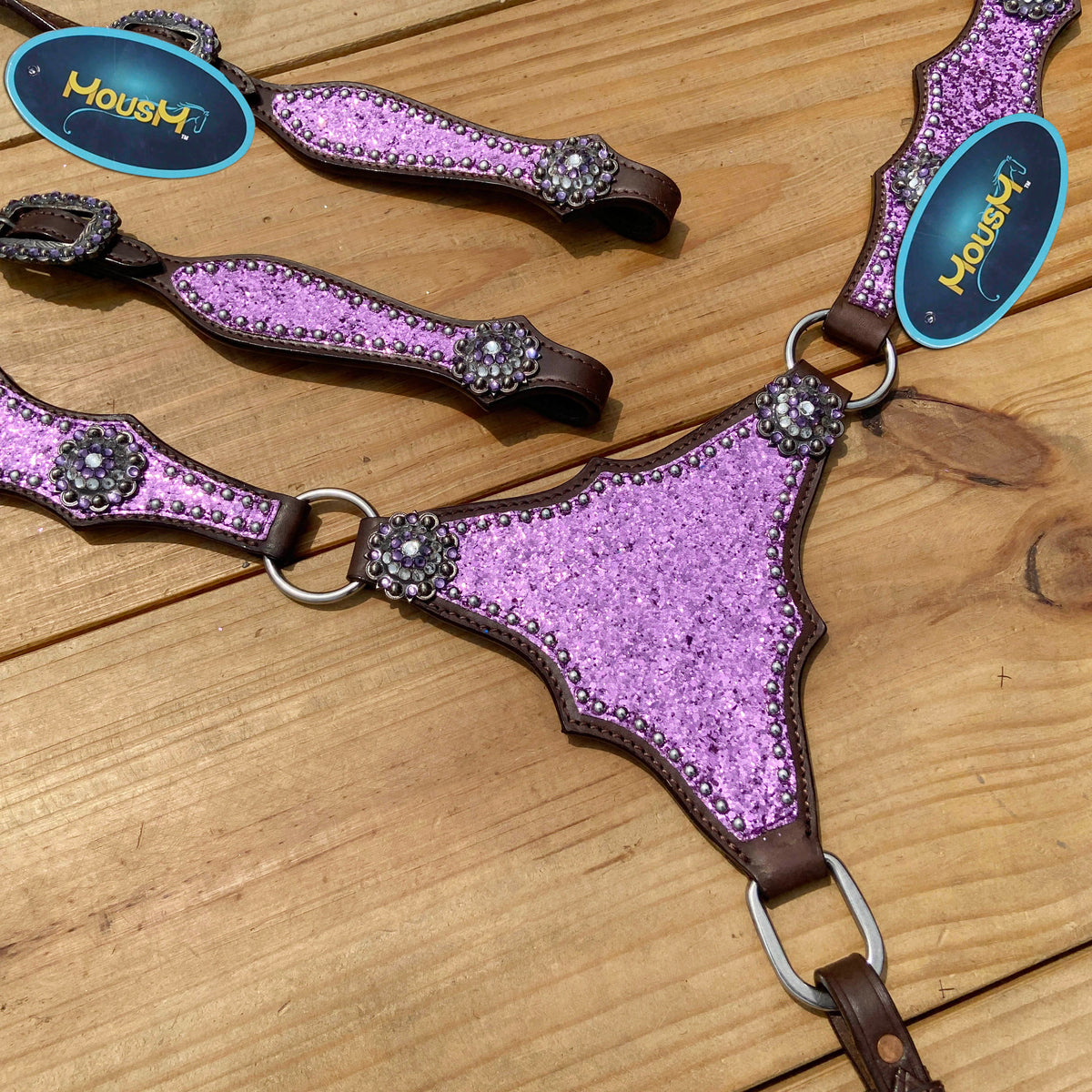 Light Purple Glitter Headstall and Breast Collar Tack Set