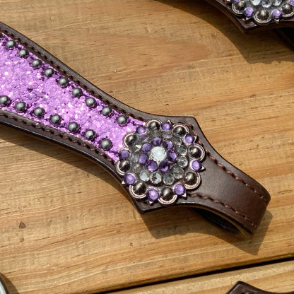 Light Purple Glitter Headstall and Breast Collar Tack Set