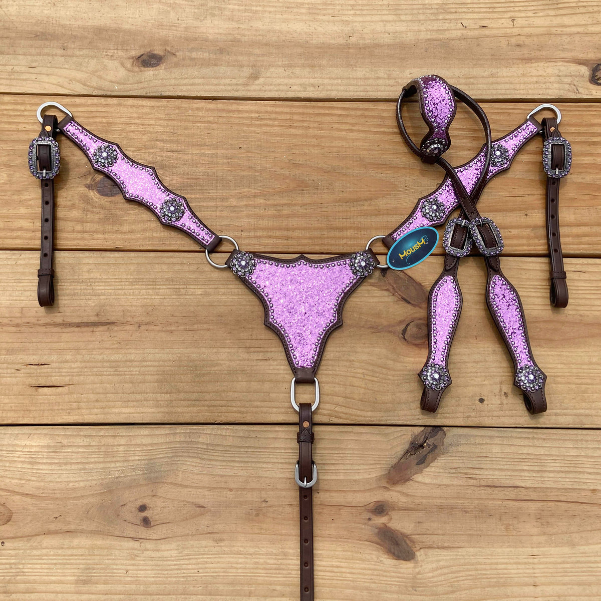 Light Purple Glitter Headstall and Breast Collar Tack Set