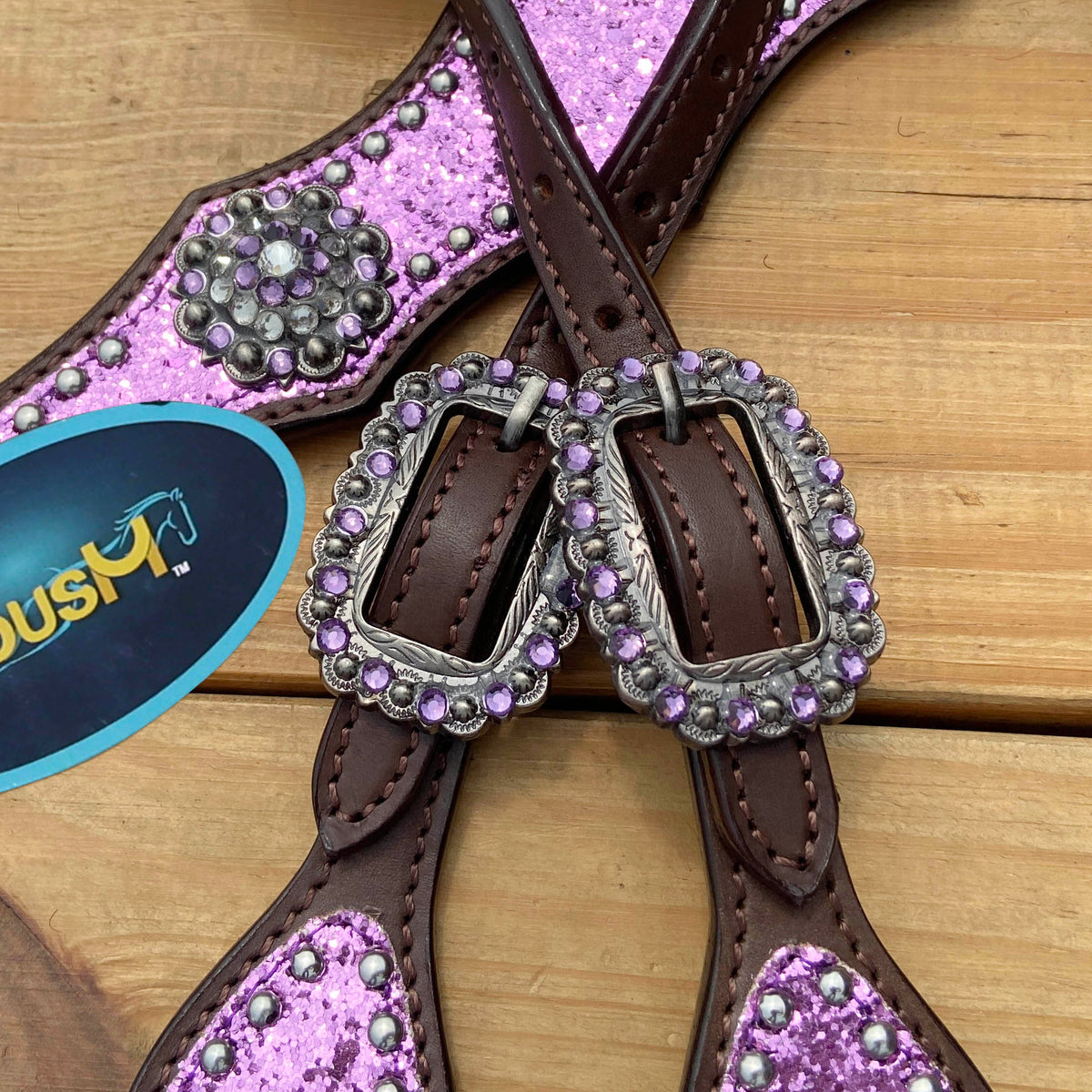 Light Purple Glitter Headstall and Breast Collar Tack Set