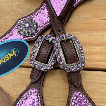 Light Purple Glitter Headstall and Breast Collar Tack Set
