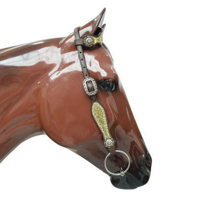 Golden Glitter Alligator Western Tack Set with Rhinestone Conchos