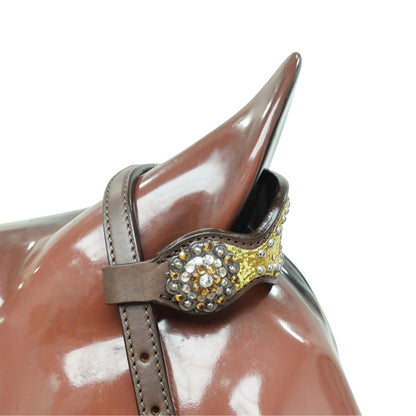 Golden Glitter Alligator Western Tack Set with Rhinestone Conchos