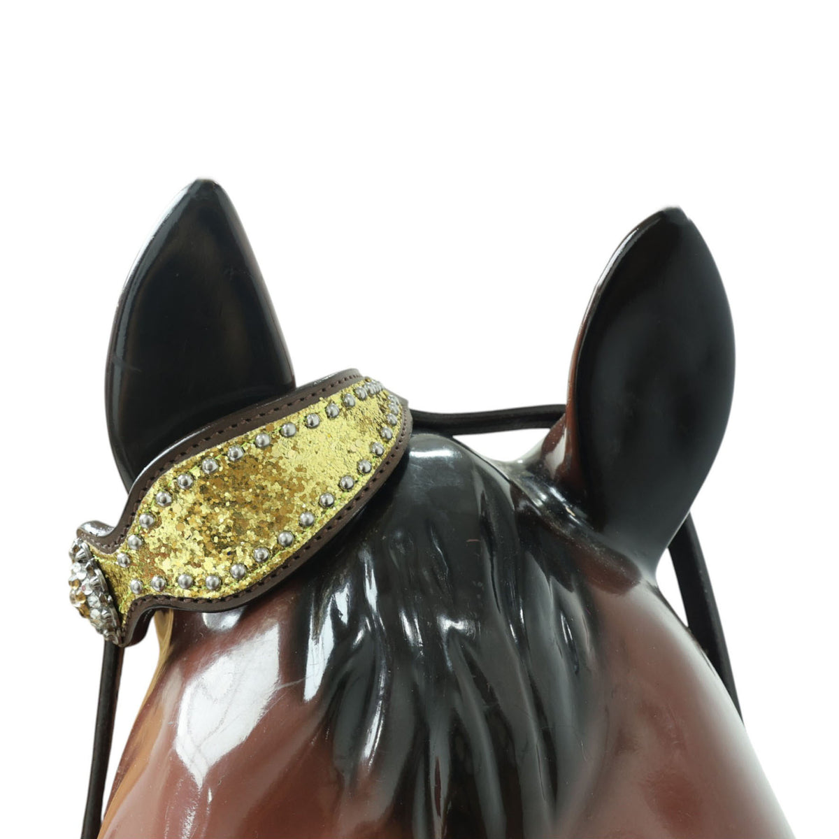Golden Glitter Alligator Western Tack Set with Rhinestone Conchos