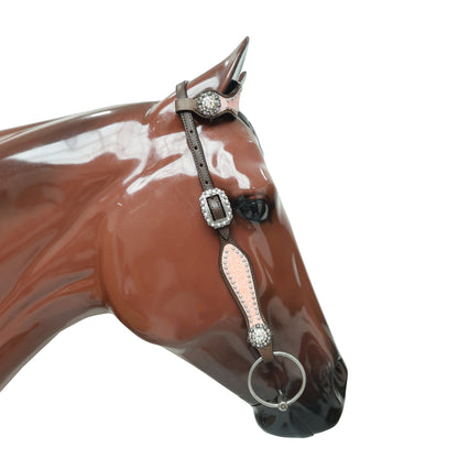 Light Pink Glitter Western Horse Tack Set with Alligator Design and Rhinestone Conchos