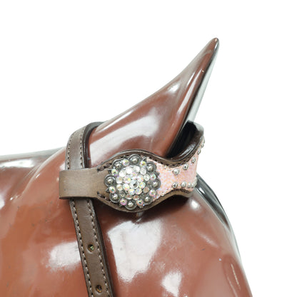 Light Pink Glitter Western Horse Tack Set with Alligator Design and Rhinestone Conchos