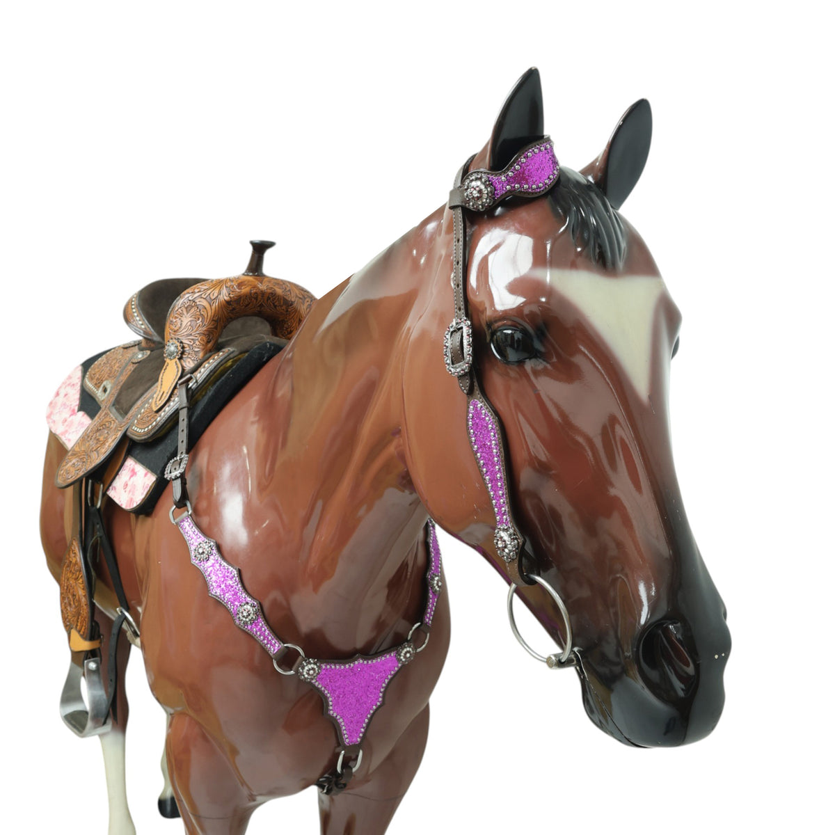 Purple Glitter Alligator Western Headstall and Breast Collar Set