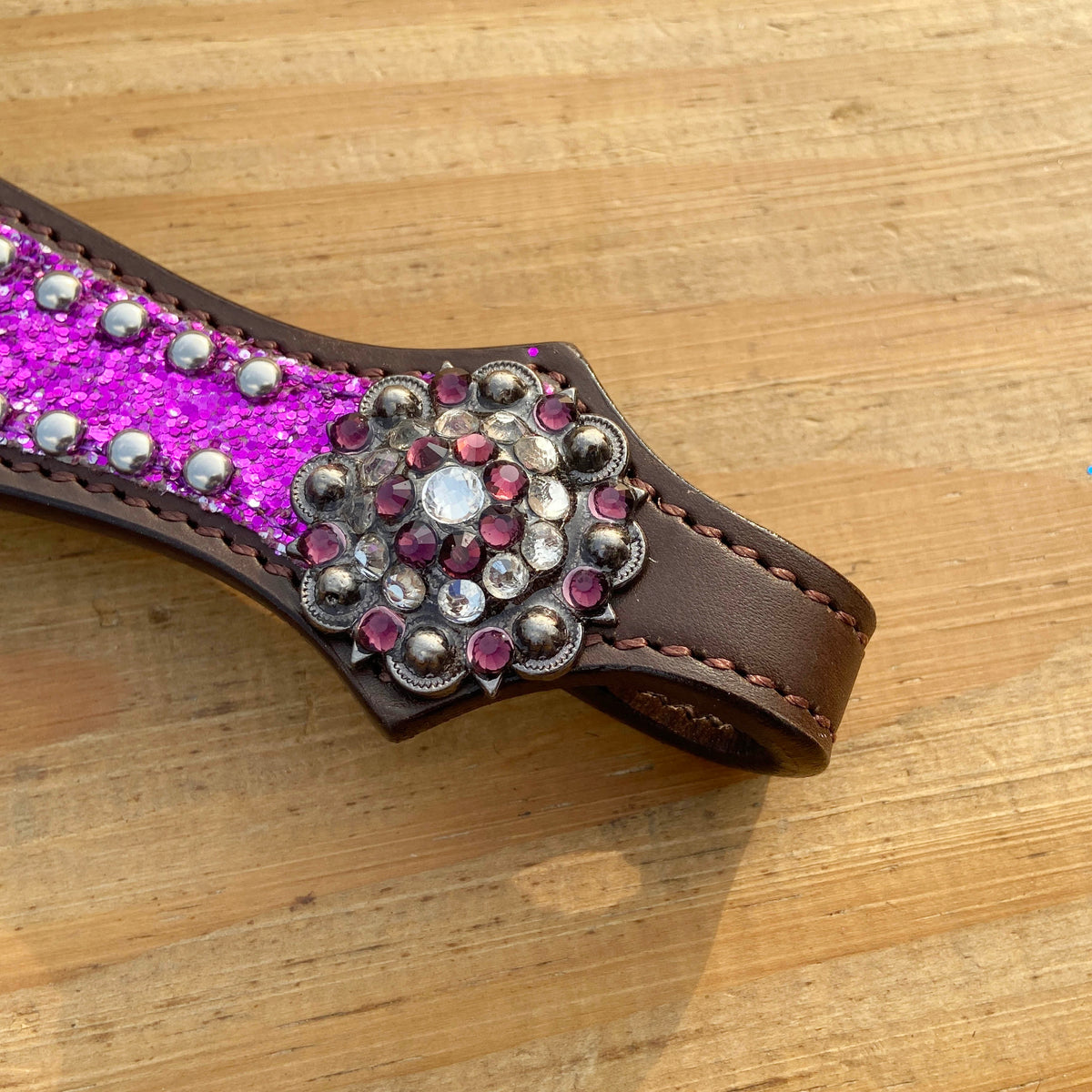 Purple Glitter Alligator Western Headstall and Breast Collar Set