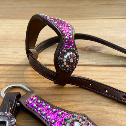 Purple Glitter Alligator Western Headstall and Breast Collar Set
