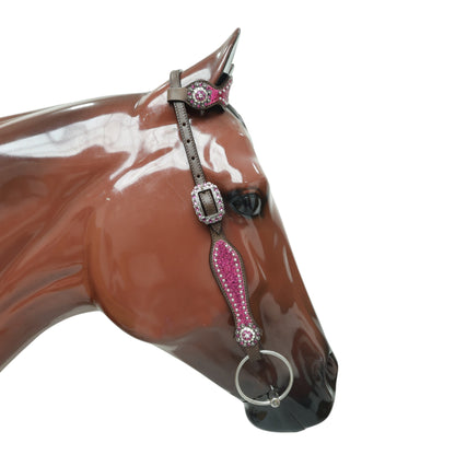 Hot Pink Glitter Western Horse Tack Set with Bling Conchos and Silver Studs