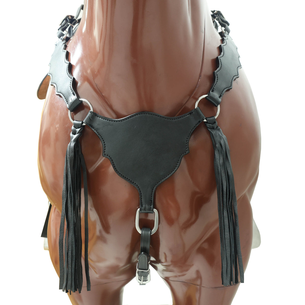 Western Leather Headstall and Breast Collar tack Set decorated with Plain black  leather