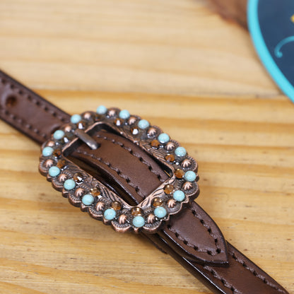 Western Leather Headstall and Breast Collar tack Set decorated with Leopard Print having cress cross braiding with leopard laces