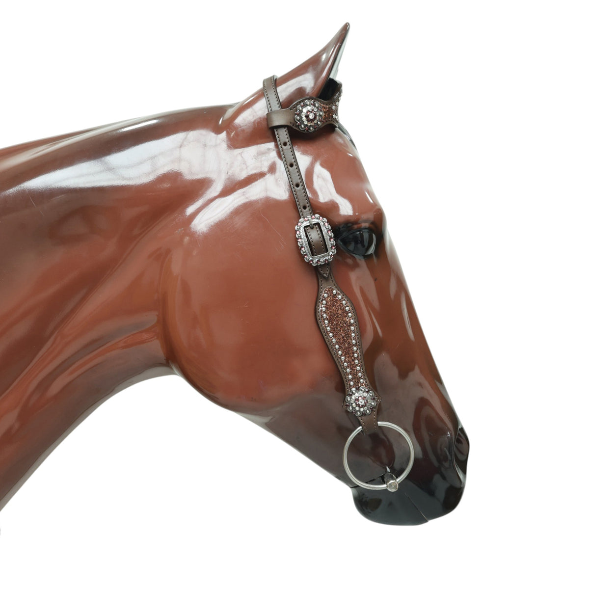 Mocha Glitter Alligator Western Horse Tack Set with Rhinestone Conch