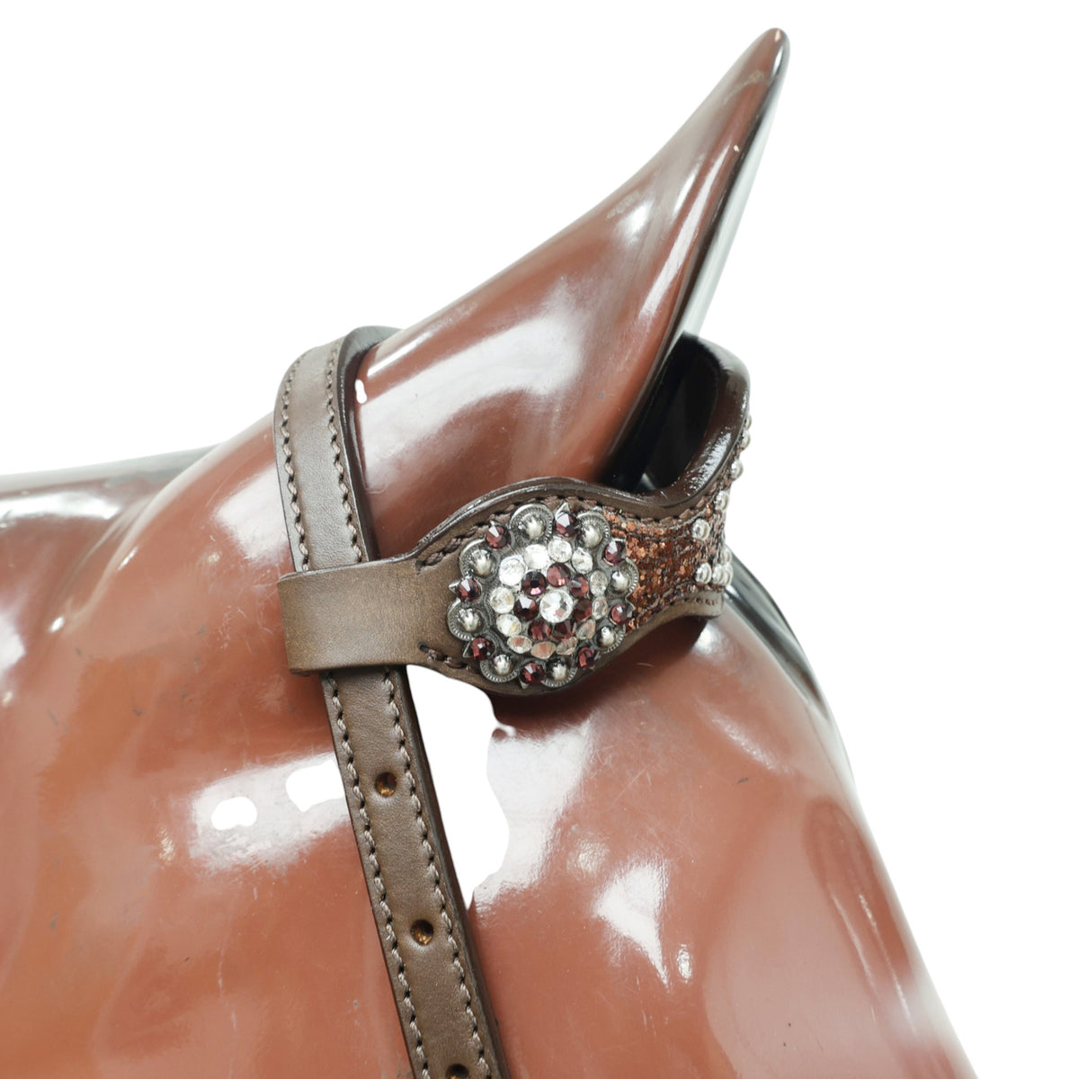 Mocha Glitter Alligator Western Horse Tack Set with Rhinestone Conch