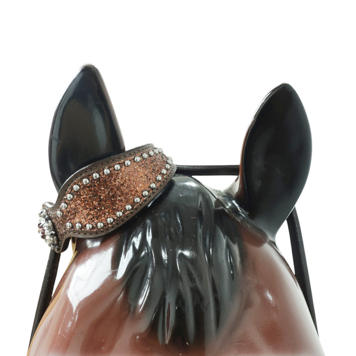 Mocha Glitter Alligator Western Horse Tack Set with Rhinestone Conch
