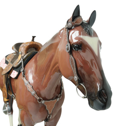 Mocha Glitter Alligator Western Horse Tack Set with Rhinestone Conch
