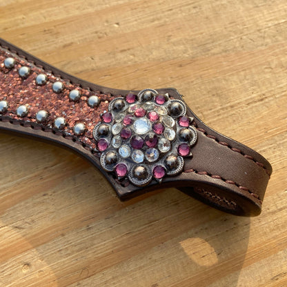 Mocha Glitter Alligator Western Horse Tack Set with Rhinestone Conch