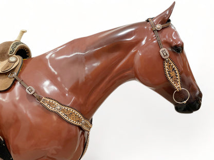 MOUSM Western Horse Tack Collection – Western Bridles and Headstalls Decorated with Hand-Tooled Flower Carving with Nickel Studs, Conchos &amp; Rawhide Braiding