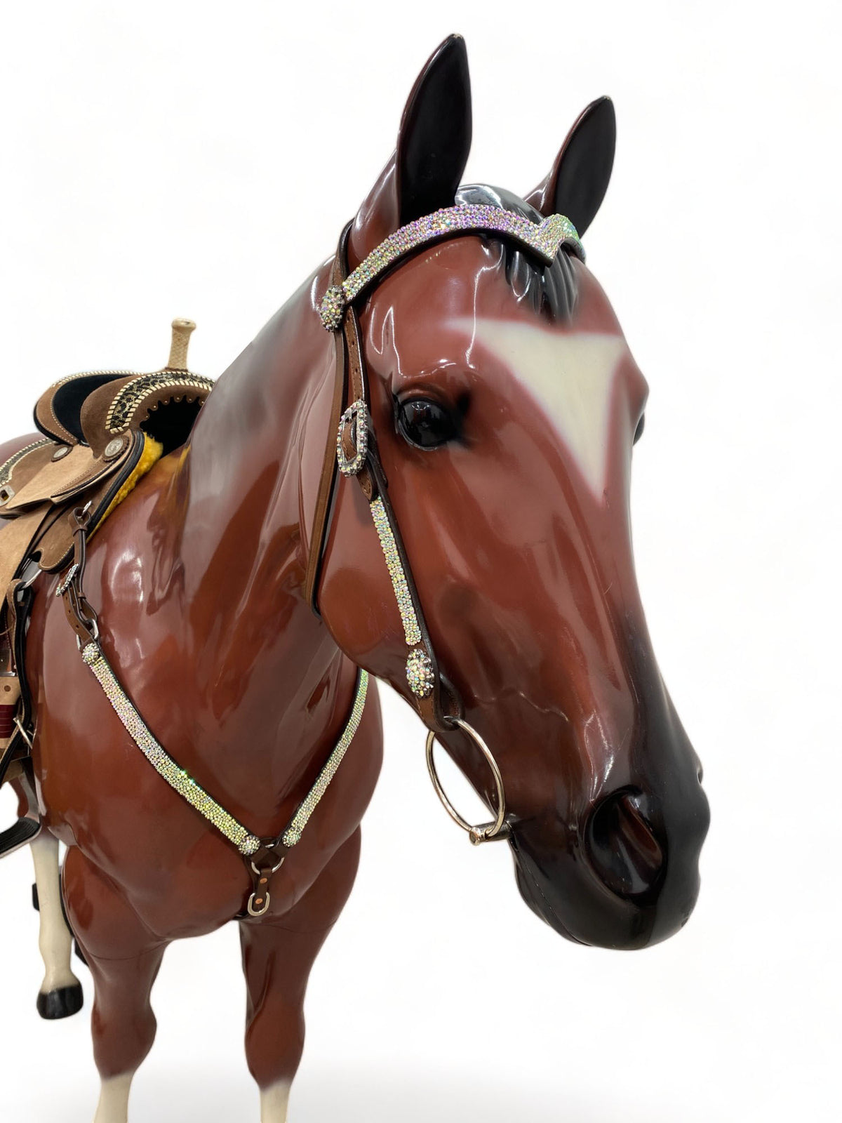 Western Silver Rhinestone Headstall and Breast Collar Set for Horse