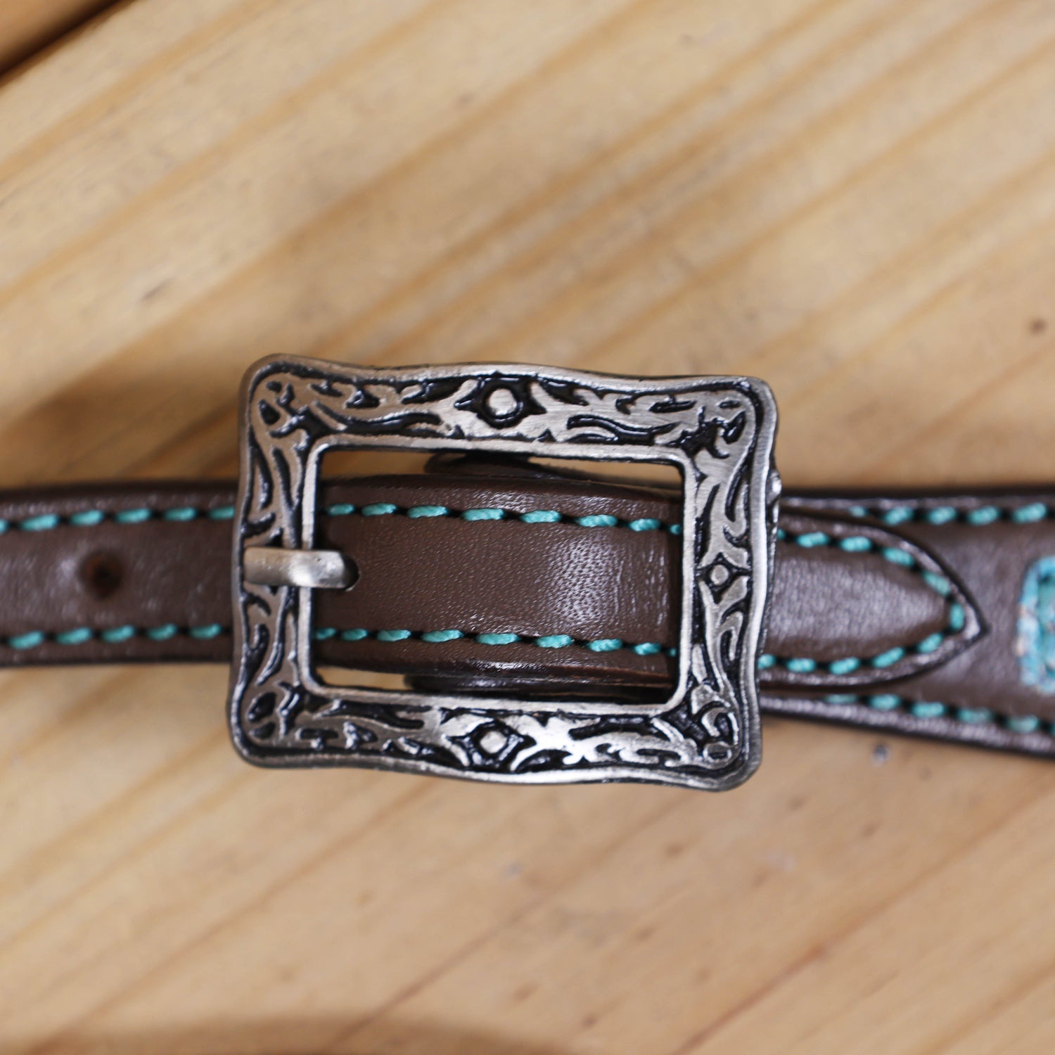 Western Leather Headstall &amp; Breast Collar Set – Turquoise Steer Embossed Leather Patch