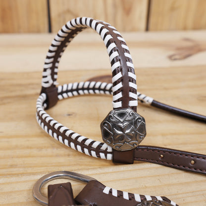 Western Leather Headstall &amp; Breast Collar Set – Navy &amp; Black Aztec Embossed Leather