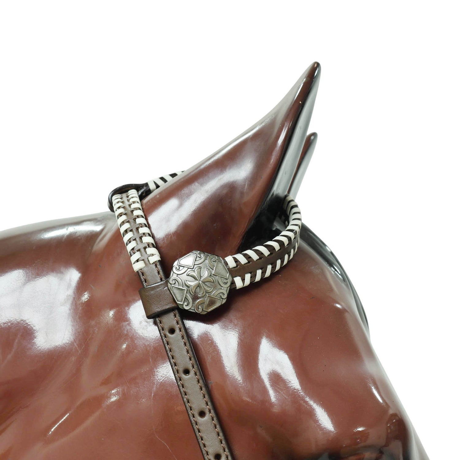 Western Leather Headstall &amp; Breast Collar Set – Navy &amp; Black Aztec Embossed Leather