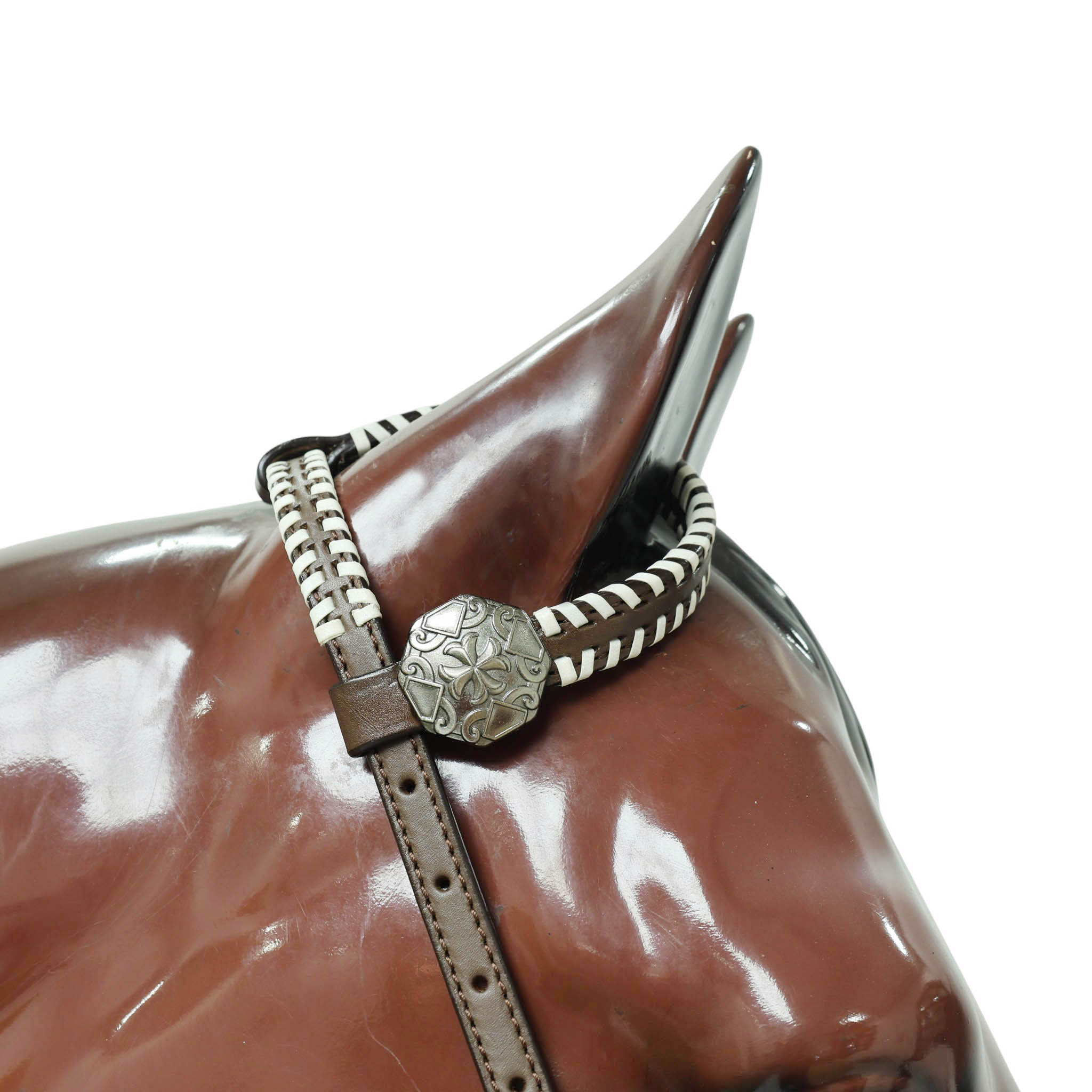 Western Leather Headstall &amp; Breast Collar Set – Navy &amp; Black Aztec Embossed Leather