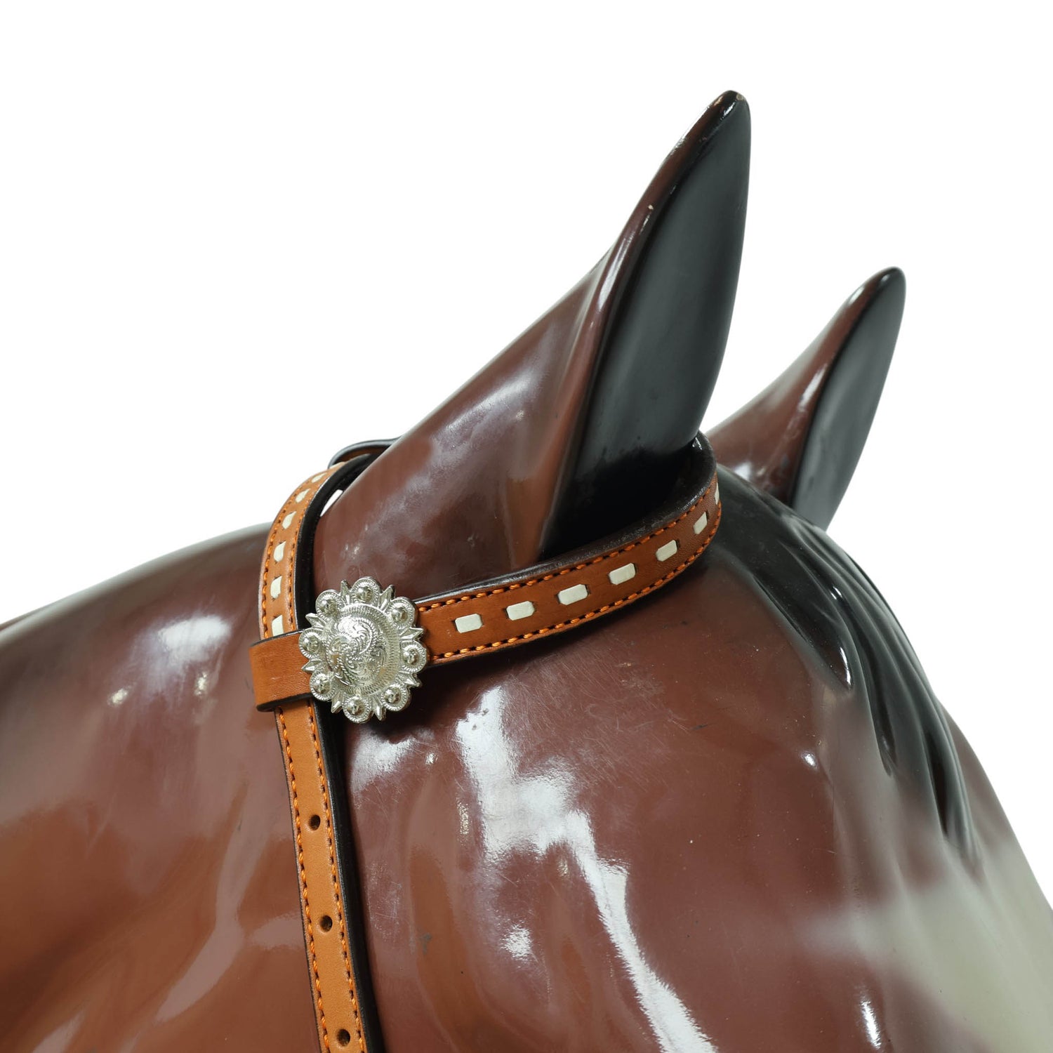 Western Leather Headstall &amp; Breast Collar Set – Grey &amp; Black Flower Embossed Leather