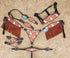 full western halloween tack set featuring spooky pumpkins, ghost faces, and skulls.