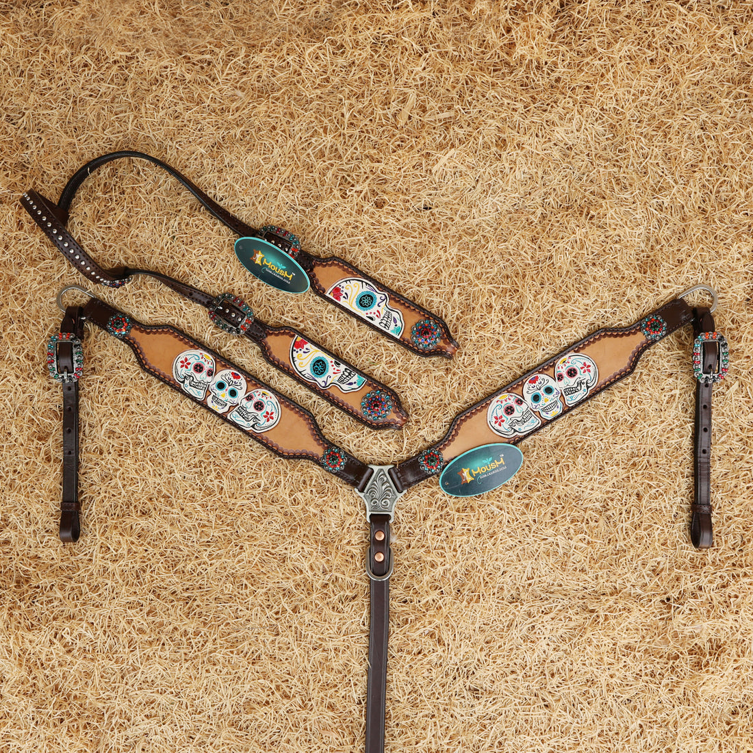 Hand-Tooled &amp; Painted Sugar Skull