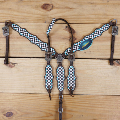 Premium Western leather headstall and breast collar with genuine Argentina cow leather
