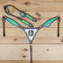 western headstall with breast collar with holographic design horse and sunflower print