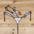 stylish unicorn print western horse tack with holographic leather on cheekpieces, and gladiator style design