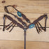 western leather headstall and breast collar set with plain brown leather and cherry braided leashes