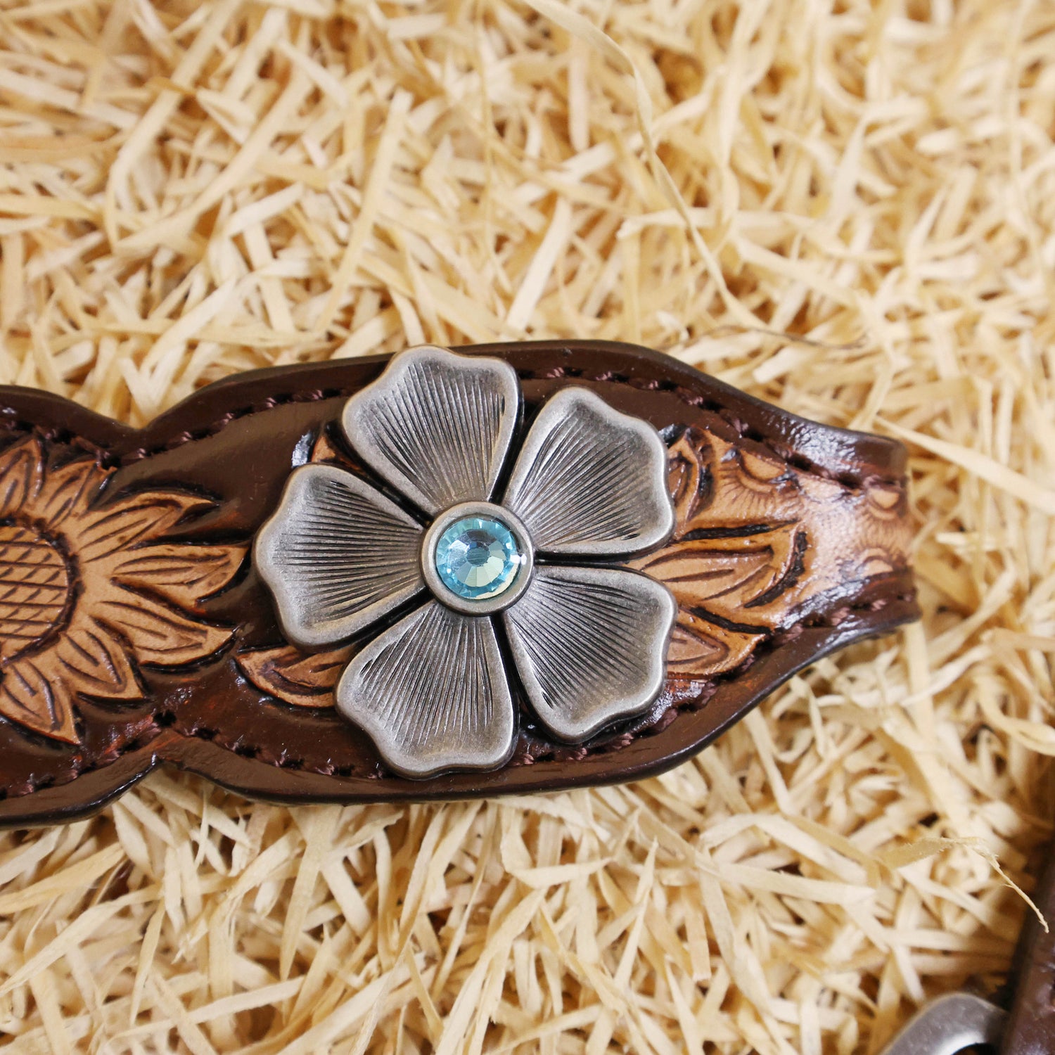 MOUSM Argentina Cow Leather Headstall and Breast Collar Set, Western Bridle Sets Hand-Carved Floral &amp; Geometric Detailing with Golden Rawhide Braiding