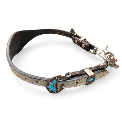 MOUSM MOUSM Western Wither Strap - Stylish Horse Tack Accessory Decorated with Holographic Snake Print Leather, Turquoise Buckstitch &amp; Floral Carving