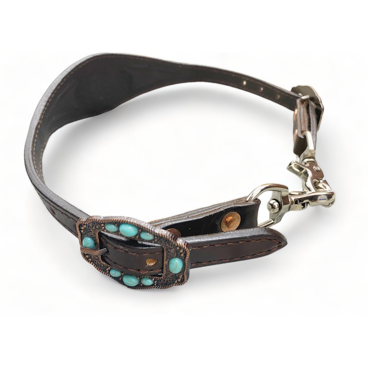 MOUSM Western Wither Strap - Stylish Horse Tack Accessory Decorated with Copper Buck Stitching and Sunflower Carving with Turquoise and Orange Ribbit