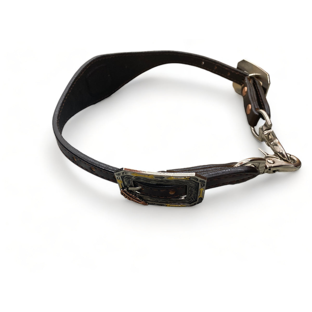 MOUSM Western Wither Strap - Stylish Horse Tack Accessory Decorated with Buck Stitching, Grey Alligator Inlay and Boner Tooling with Rhinestones and Sunburst Studs