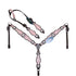 Light pink Glitter Western tack crafted from Genuine Argentina Cow Leather, featuring rhinestone conchos, silver studs and antique nickel hardware.