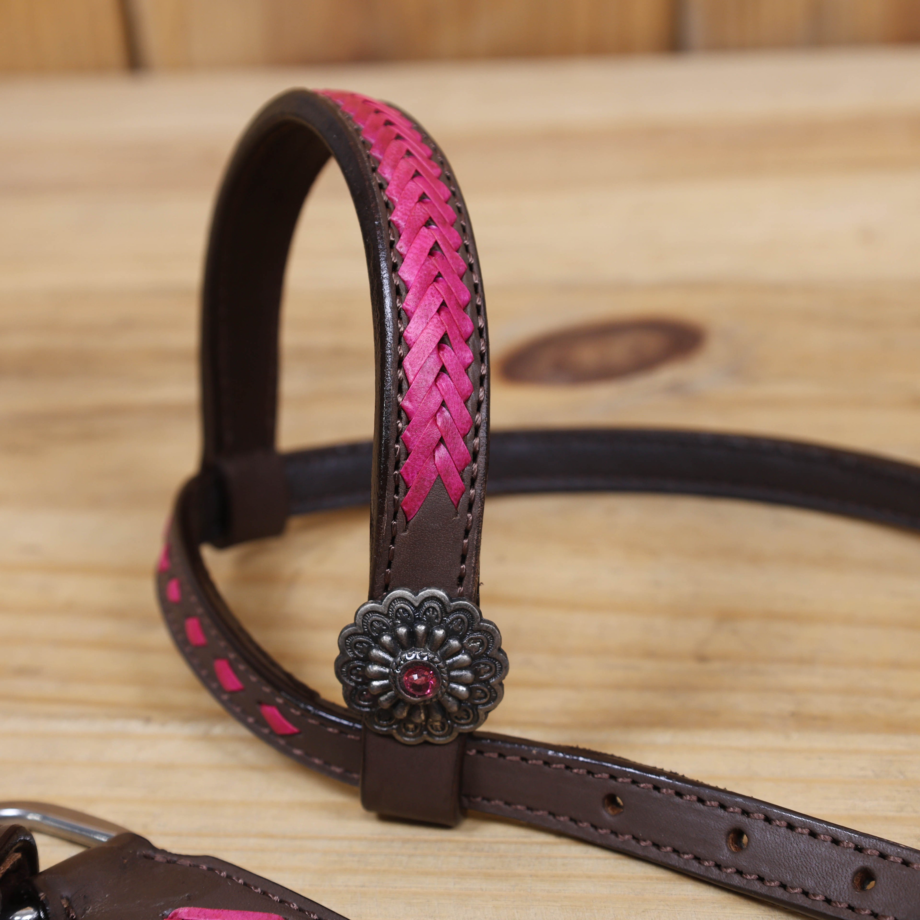 pink arrow style rawhide braided one ear