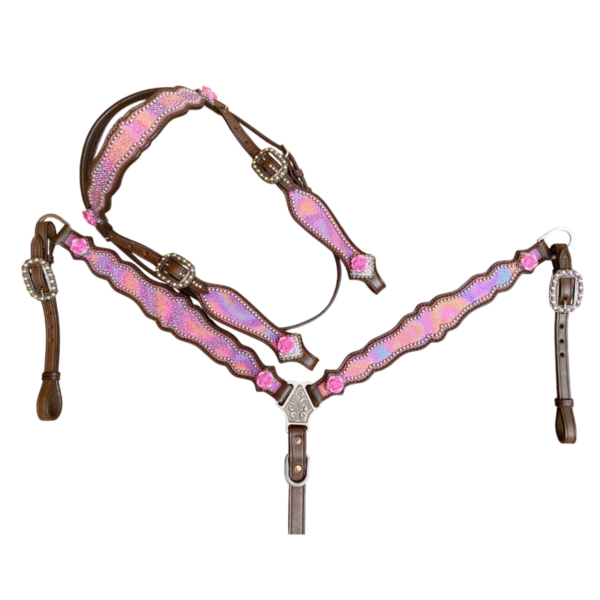 Pink Purple Holographic Headstall 