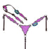 Purple glitter Western headstall and breast collar set with Argentina cow leather, alligator design, rhinestone conchos, silver studs and vintage hardware.