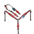 Red glitter Western horse tack crafted from Genuine Argentina Cow Leather with rhinestone conchos, silver studs and antique nickel Western hardware.