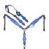 Royal blue glitter horse tack made from Genuine Argentina Cow Leather with rhinestone conchos, silver studs and vintage-style Western hardware.